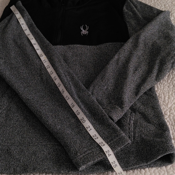 Spyder Medium Quarter Zip Black Grey Pullover Hoodie Sweater - Picture 6 of 17